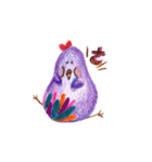 Purple bird ＆ flower hedgehog（個別スタンプ：4）
