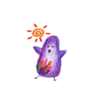 Purple bird ＆ flower hedgehog（個別スタンプ：5）