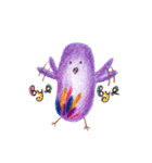 Purple bird ＆ flower hedgehog（個別スタンプ：6）