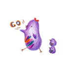 Purple bird ＆ flower hedgehog（個別スタンプ：8）