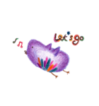 Purple bird ＆ flower hedgehog（個別スタンプ：9）