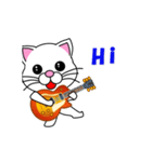 動く 軽音学 しろ猫（白猫）ギター（個別スタンプ：2）