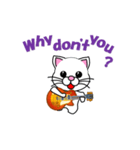 動く 軽音学 しろ猫（白猫）ギター（個別スタンプ：5）