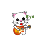 動く 軽音学 しろ猫（白猫）ギター（個別スタンプ：8）