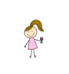 外国風棒人間 女の子（文字無し）（個別スタンプ：4）