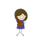 外国風棒人間 女の子（文字無し）（個別スタンプ：11）