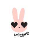 Lovely Pink Rabbit Korean Emoji 1（個別スタンプ：28）