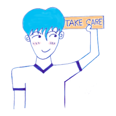 [LINEスタンプ] MA-I Blue Boy Simple