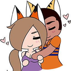 [LINEスタンプ] Tora and Kitsu in Love！