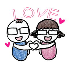 [LINEスタンプ] Daily Dialogue of Glasses Boy And Girl-E