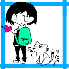 [LINEスタンプ] アシメ君と猫の画像（メイン）