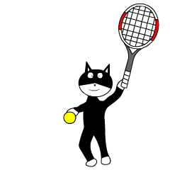 日本猫の影絵スタンプと銀ちゃん3テニス編