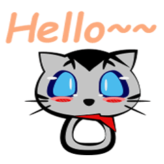 [LINEスタンプ] Gray cat <small blue>