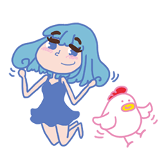 [LINEスタンプ] びみょうに顔がかわる系女子とにわとりくん