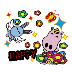[LINEスタンプ] Alien cute fly rabbit and Unilateral