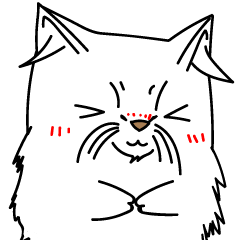[LINEスタンプ] White-haired cat