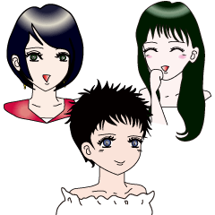 [LINEスタンプ] 黒髪女子