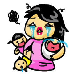 [LINEスタンプ] Crazy Mom with 3 Kids