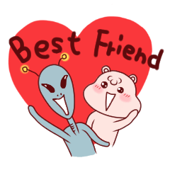 [LINEスタンプ] Baby Bear and alien friends