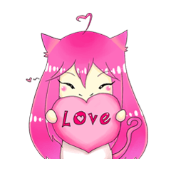 [LINEスタンプ] little cat girl and frog gamer (Fix)