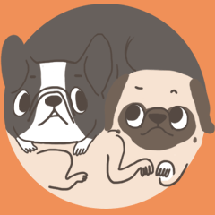 [LINEスタンプ] Pug＆Boston Terrier