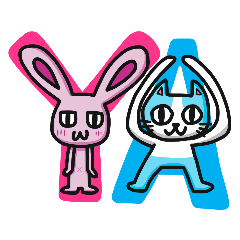 [LINEスタンプ] Sassy pink bunny ＆ Hu-Lu cat