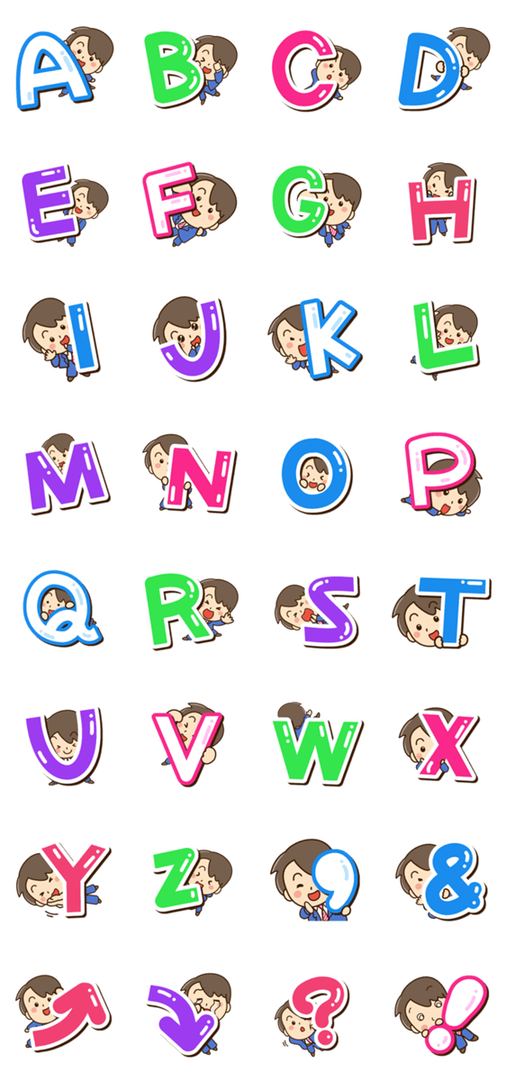 やさしいパパ【アルファベット編】のスタンプ詳細