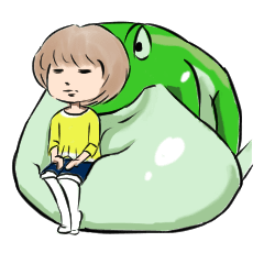 [LINEスタンプ] かえると女の子