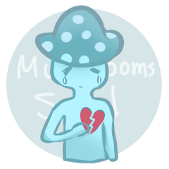[LINEスタンプ] Blue mushrooms sad