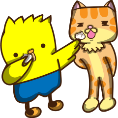 [LINEスタンプ] Chick and friend's daily: eat together