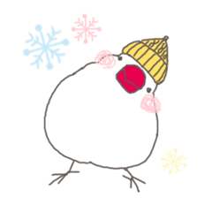 [LINEスタンプ] 関西弁の白文鳥 冬（お正月・クリスマス）