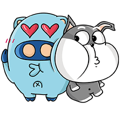 [LINEスタンプ] Fat Dog ＆ Planet Pig - Love to Chat！