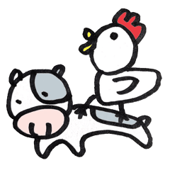 [LINEスタンプ] 牛さんと鳥さん（日常会話編）