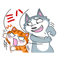 [LINEスタンプ] Cats and dogs are busy