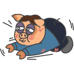 [LINEスタンプ] The blue rookie-Jacky the Hong Kong pig