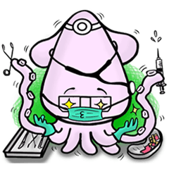 [LINEスタンプ] Adorable Doctor Squid In Action！の画像（メイン）