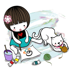 [LINEスタンプ] Q and white meow daily