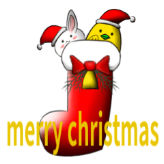 [LINEスタンプ] white ball rabbit family-merry christmas