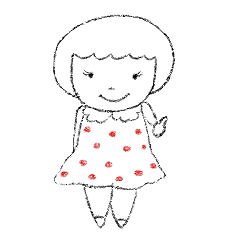 [LINEスタンプ] Red circle dot girl (I)