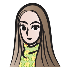 [LINEスタンプ] Long brown hair woman