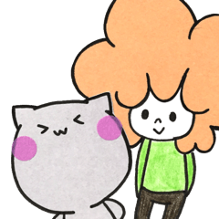 [LINEスタンプ] 白にゃんこ、時々アフロ。