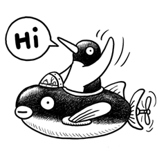 [LINEスタンプ] Penguin planet BLACK