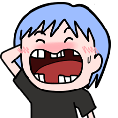 [LINEスタンプ] Clumsy blue hair girl