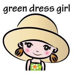 [LINEスタンプ] green dress girl