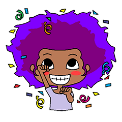 [LINEスタンプ] Afro girl emojiの画像（メイン）