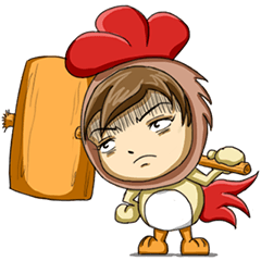 [LINEスタンプ] Rooster Costume by My Little Girl
