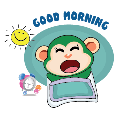 [LINEスタンプ] Very Busy Time Funny Little Green Monkey