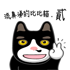 [LINEスタンプ] Bibi cat have a runny nose. Two