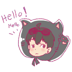 [LINEスタンプ] Black cat hood