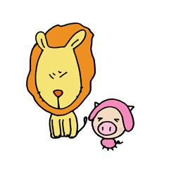 [LINEスタンプ] つんつんライオンくんとブタまるこちゃん